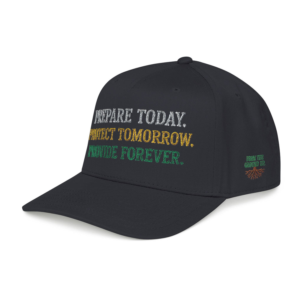 PR3PARED Eco Message Baseball Cap — “Prepare Today. Protect Tomorrow. Provide Forever.”
