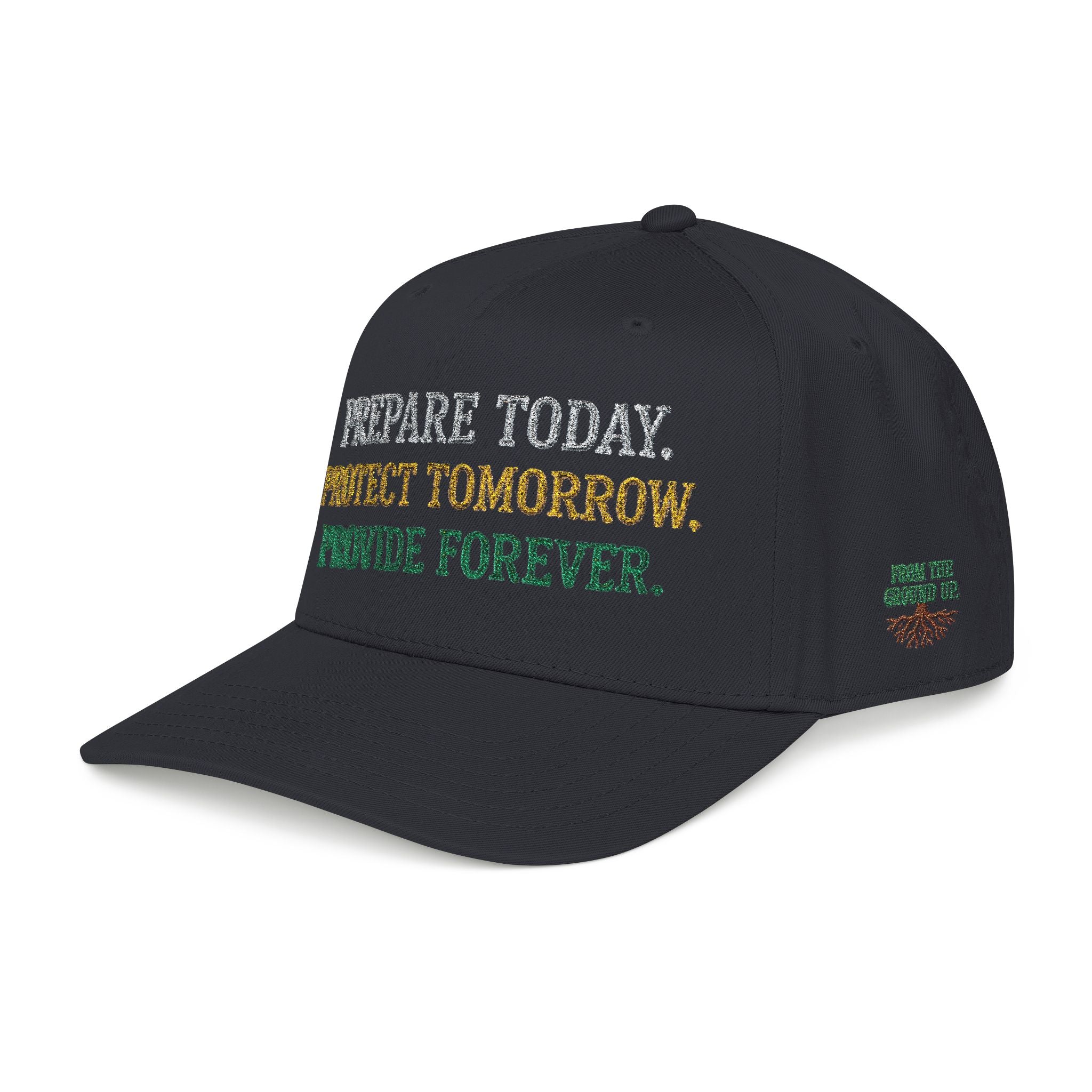 PR3PARED Eco Message Baseball Cap — “Prepare Today. Protect Tomorrow. Provide Forever.”