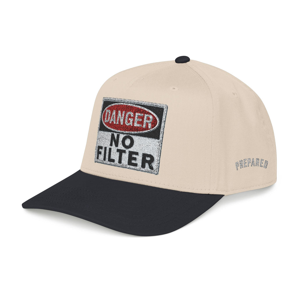 PR3PARED No Filter Embroidered Baseball Cap — 'Danger' Graphic Mid Profile Hat