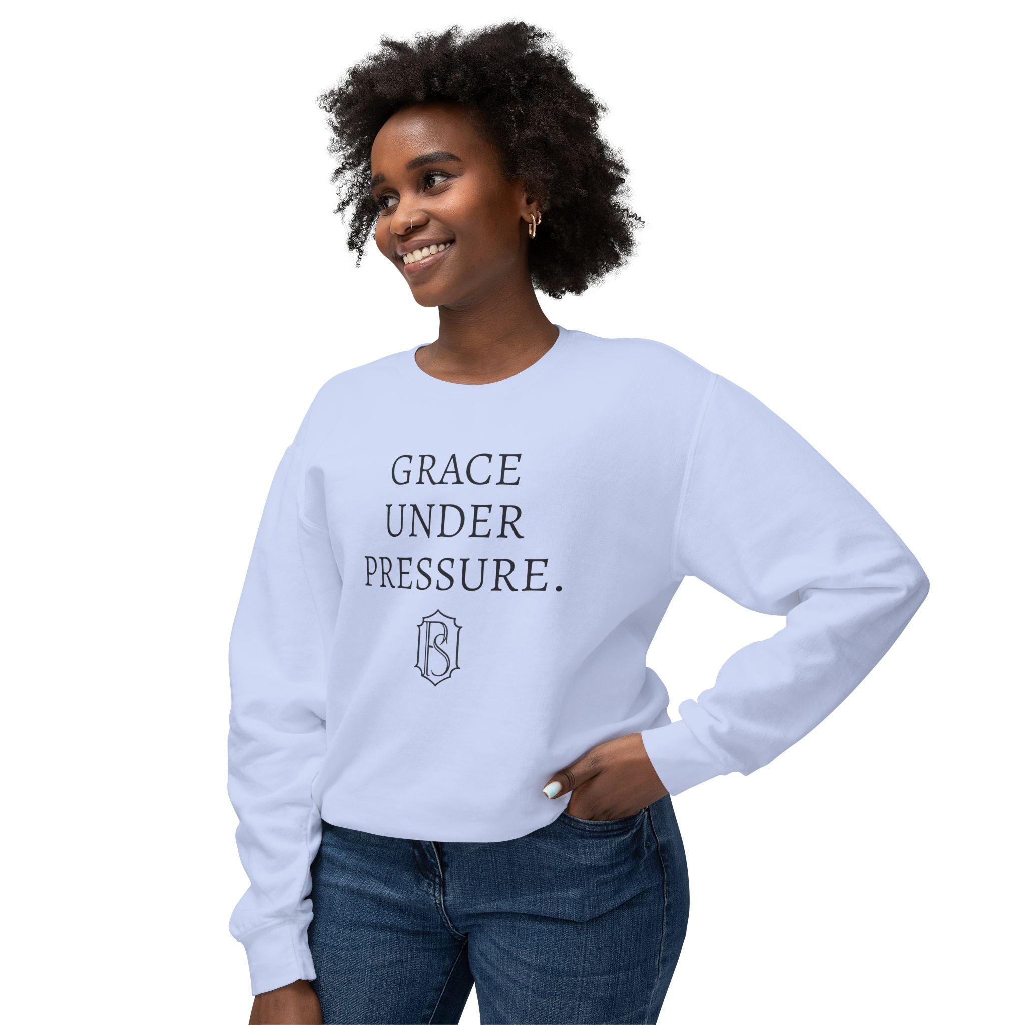 PR3PARED Crewneck Sweatshirt — "Grace Under Pressure" Minimalist Inspirational Pullover