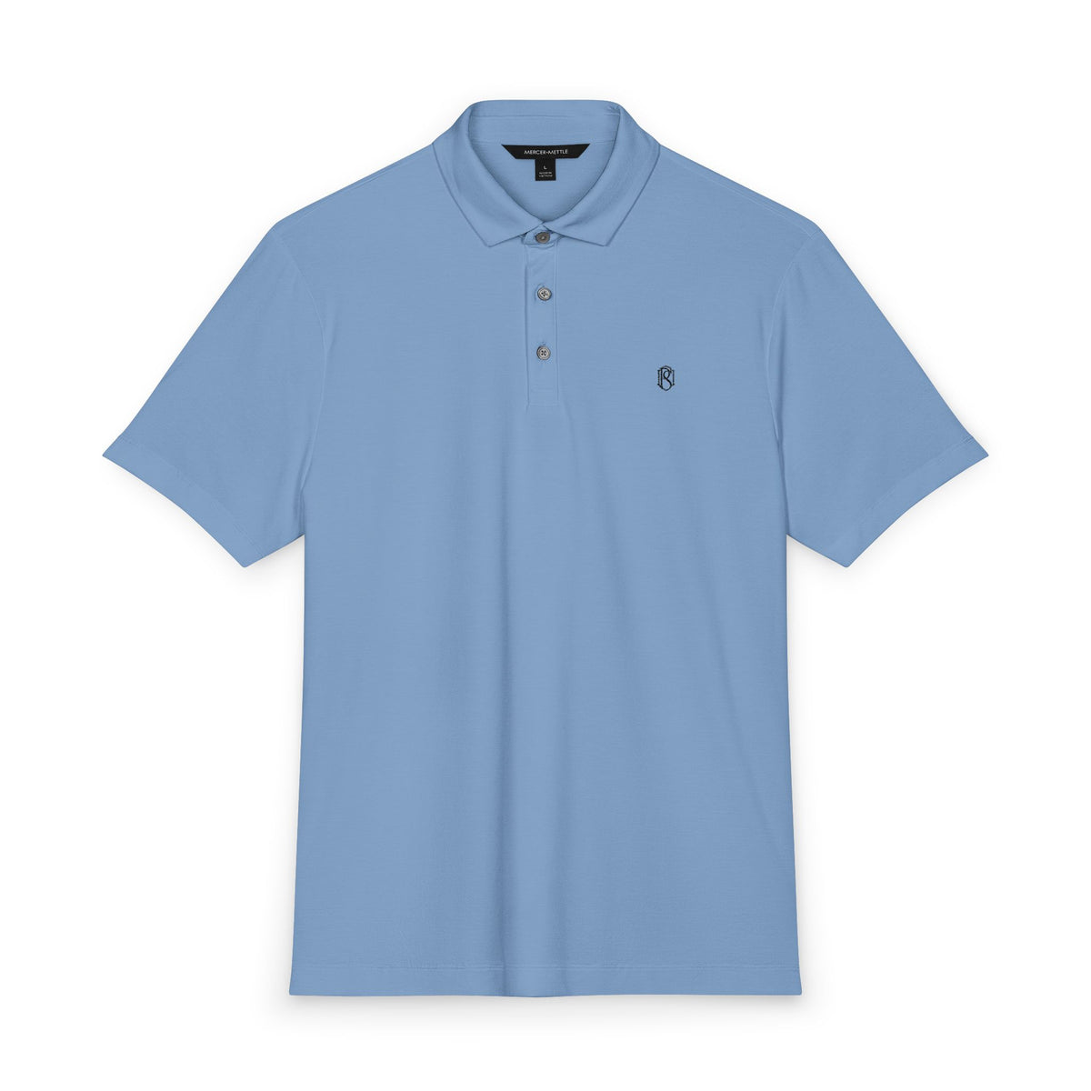 PR3PARED Mercer+Mettle Stretch Jersey Embroidered Polo — Minimal Monogram Chest Logo