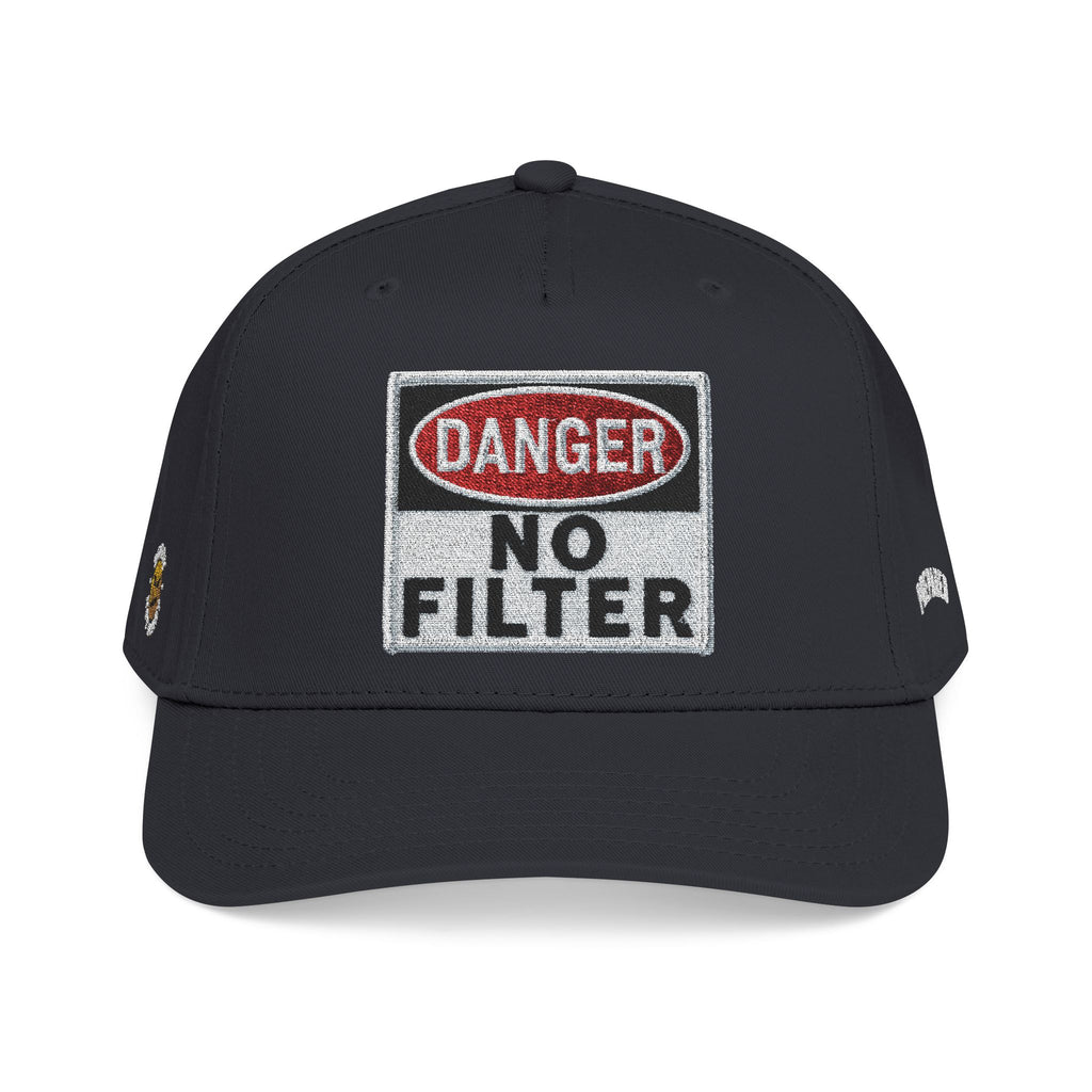PR3PARED No Filter Embroidered Baseball Cap — 'Danger' Graphic Mid Profile Hat