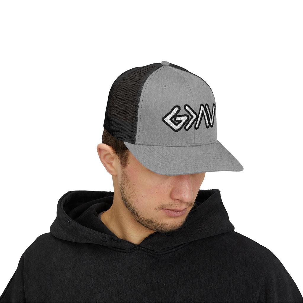 PR3PARED GOD>Ups & Downs Trucker Cap – Embroidered Snapback Mesh Hat