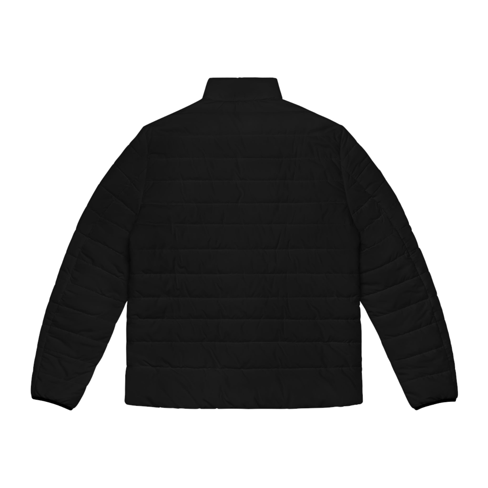 PR3PARED Black Puffer Jacket with Gold Crest Sleeve — Lightweight Quilted Coat