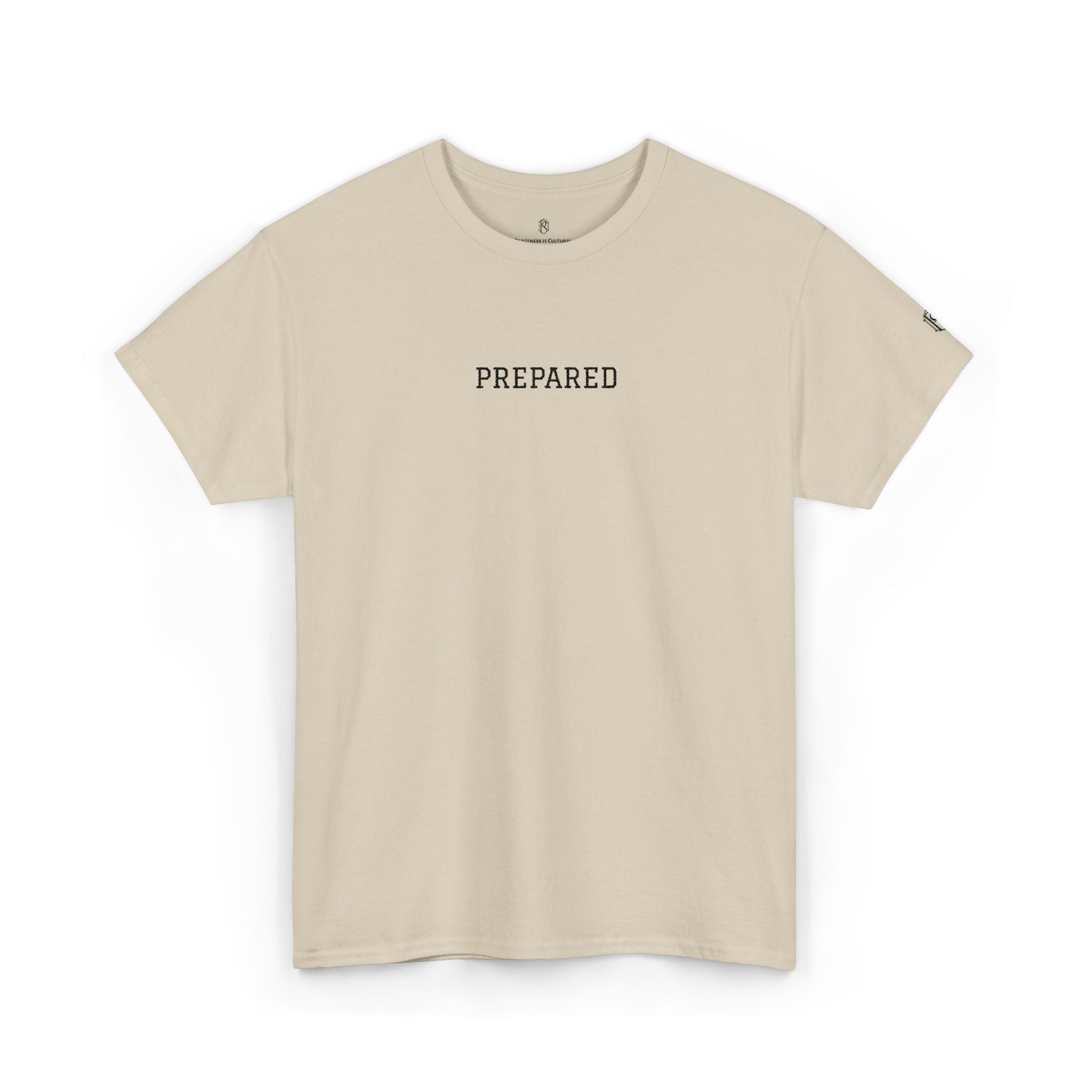 PR3PARED Graphic Embroidered Tee — Minimalist 'PREPARED' Text Shirt