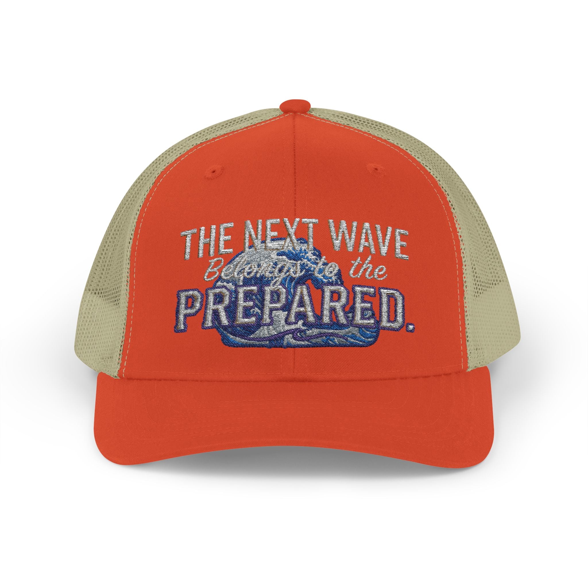 PR3PARED Snapback Embroidered Trucker Cap — 'The Next Wave Be Prepared' Ocean Patch Hat