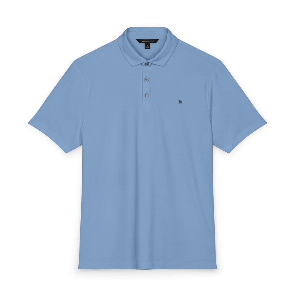 PR3PARED Mercer+Mettle Stretch Jersey Embroidered Polo — Minimal Monogram Chest Logo