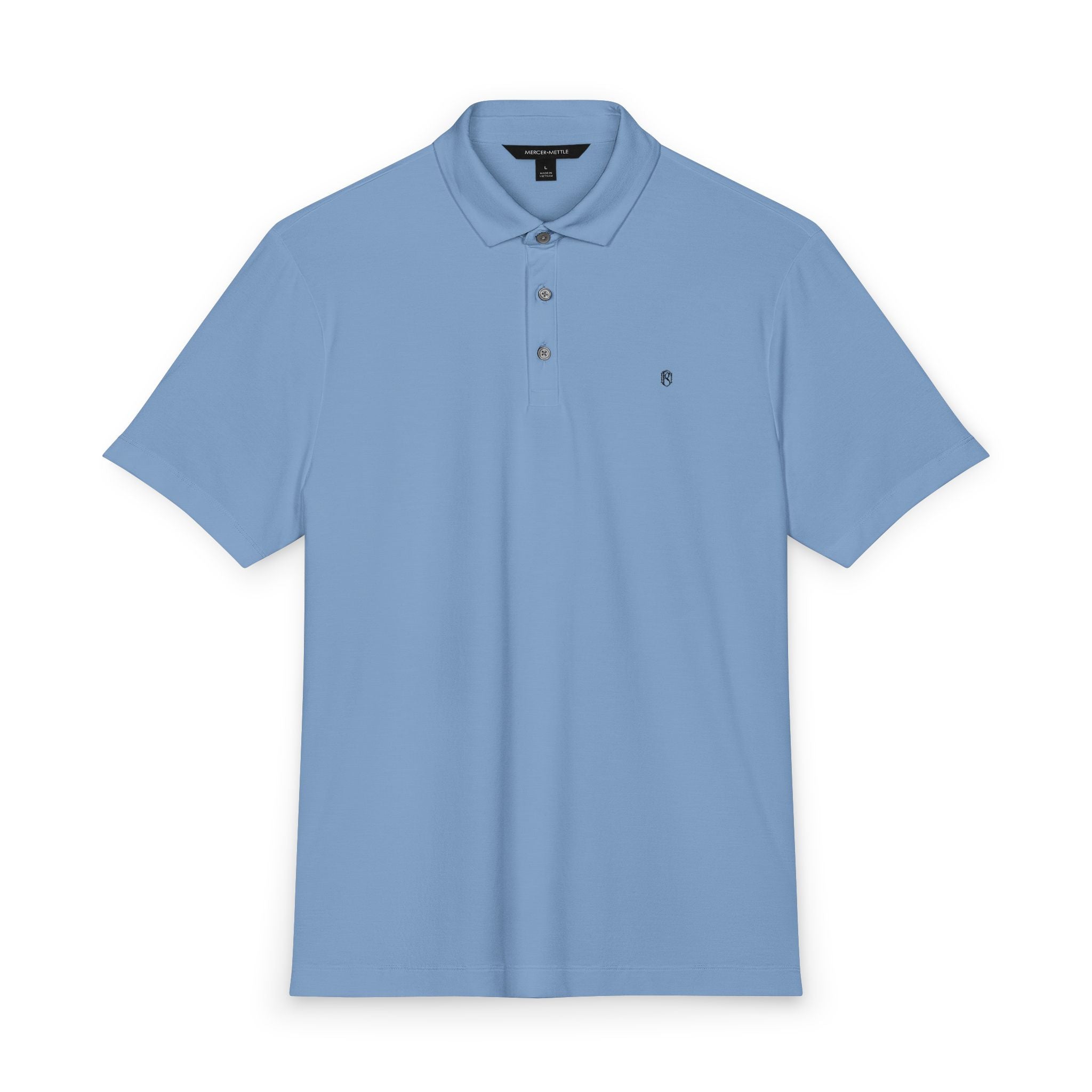 PR3PARED Mercer+Mettle Stretch Jersey Embroidered Polo — Minimal Monogram Chest Logo