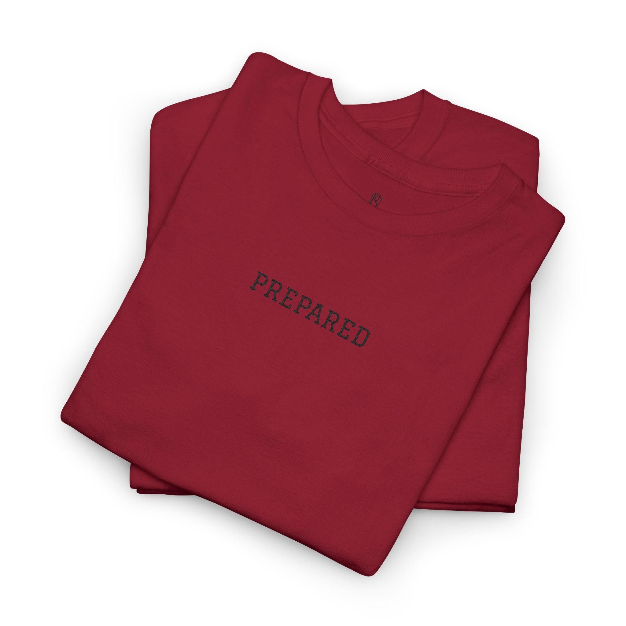PR3PARED Graphic Embroidered Tee — Minimalist 'PREPARED' Text Shirt