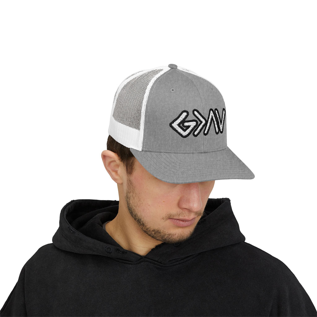 PR3PARED GOD>Ups & Downs Trucker Cap – Embroidered Snapback Mesh Hat