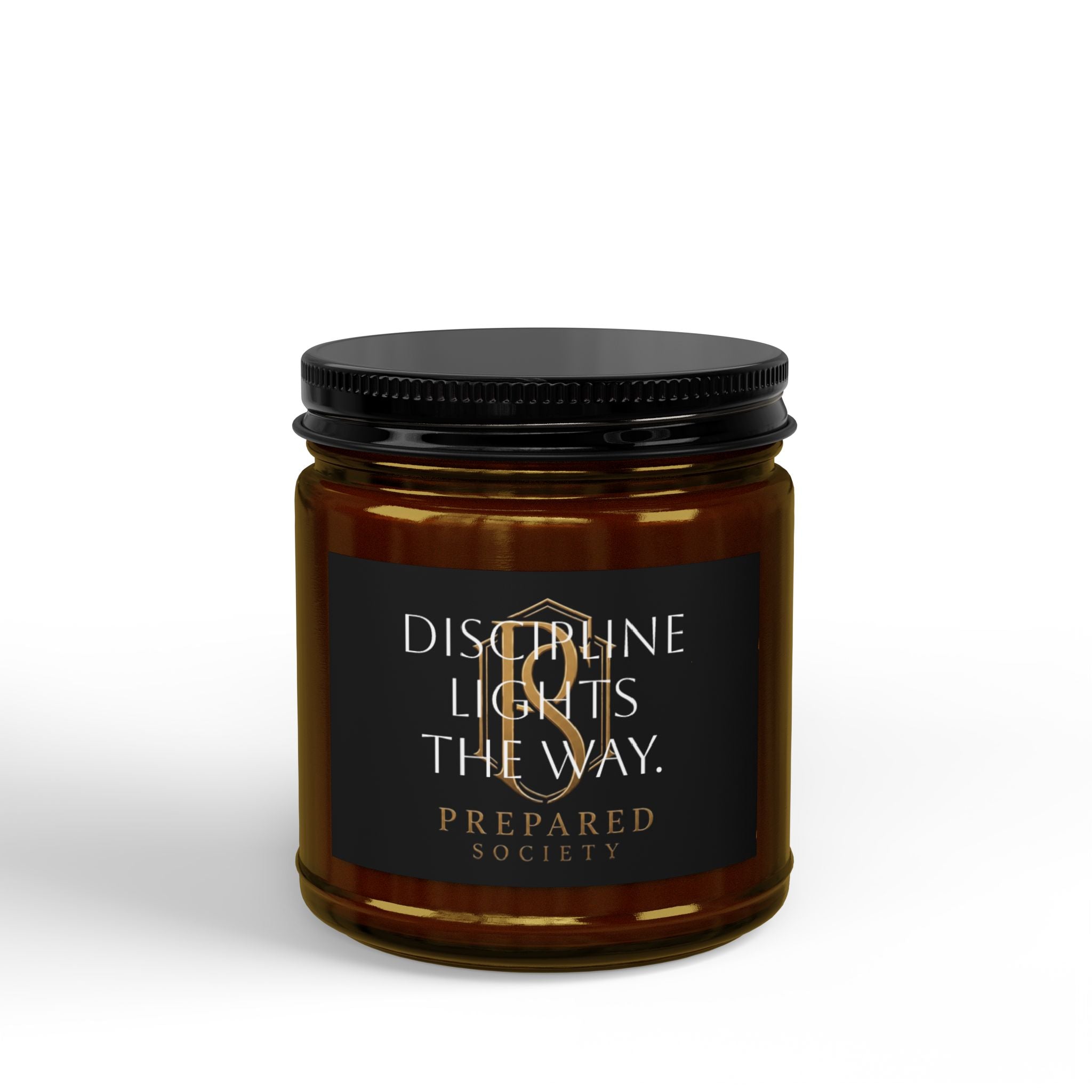 PR3PARED Soy Candle — "Discipline Lights the Way" Amber Jar (4oz & 9oz)