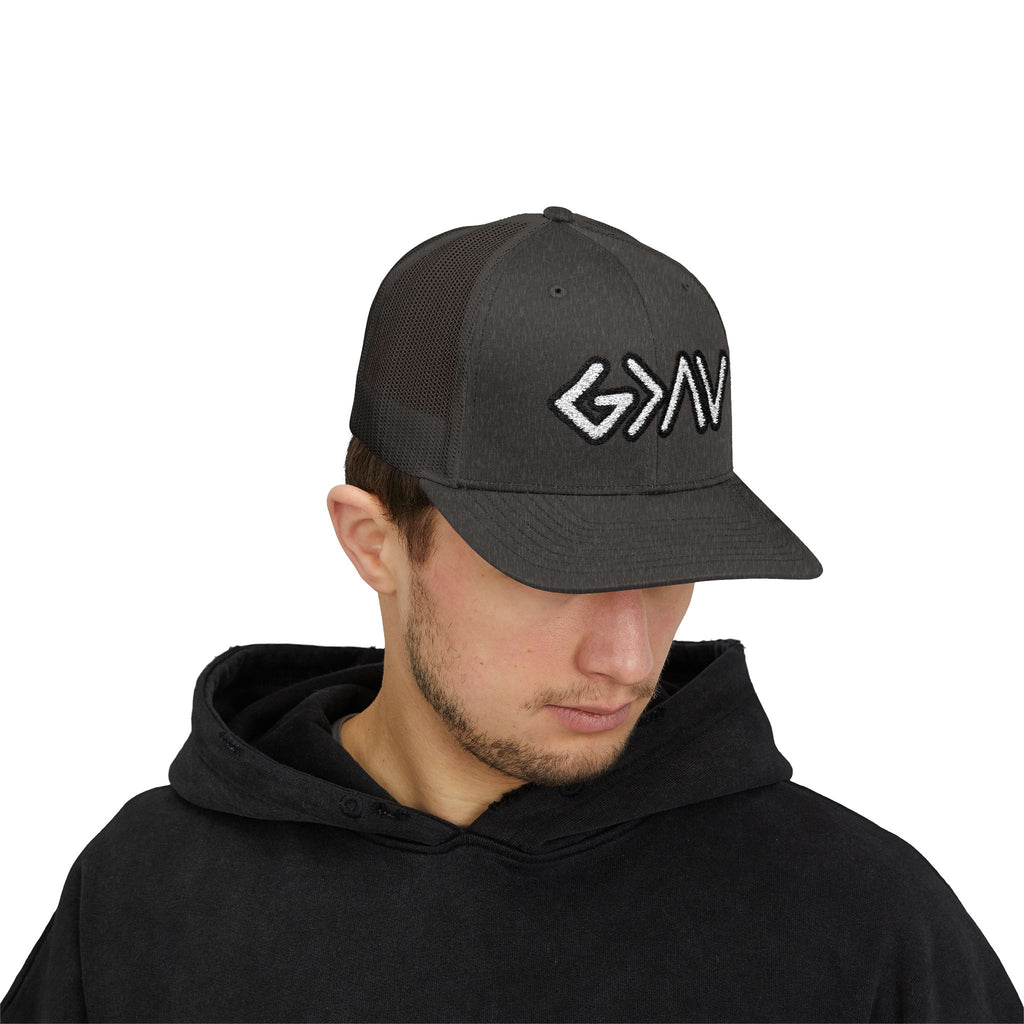 PR3PARED GOD>Ups & Downs Trucker Cap – Embroidered Snapback Mesh Hat