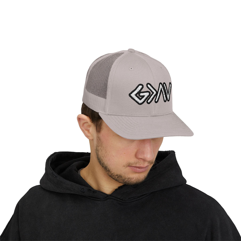 PR3PARED GOD>Ups & Downs Trucker Cap – Embroidered Snapback Mesh Hat