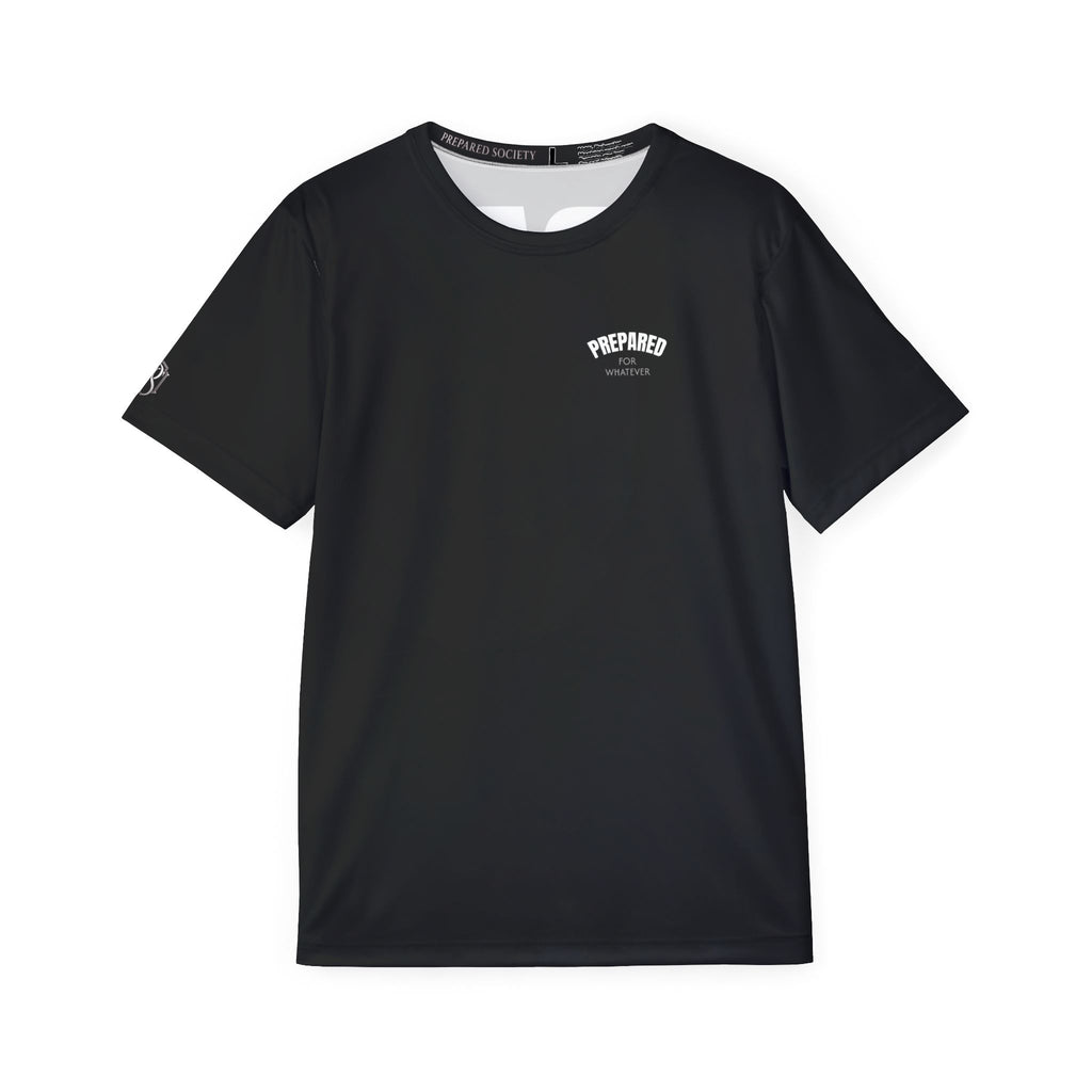 PR3PARED Graphic Sports Jersey Tee — Black All-Over Print Athletic Tee