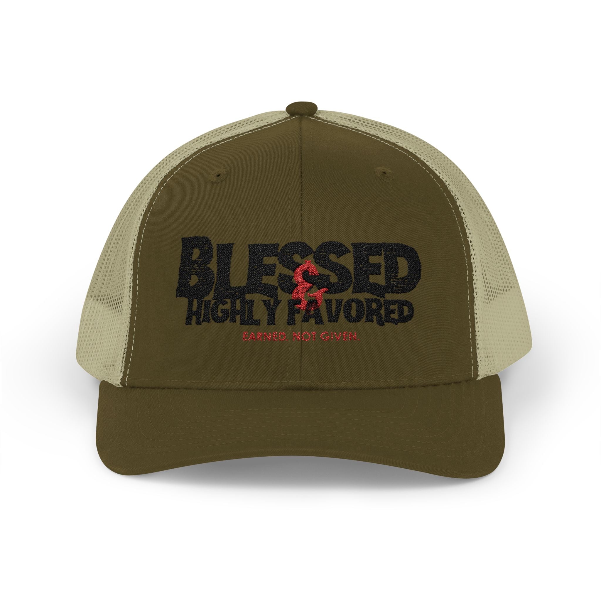 PR3PARED Embroidered Trucker Cap — "Blessed & Highly Favored" Embroidered Snapback
