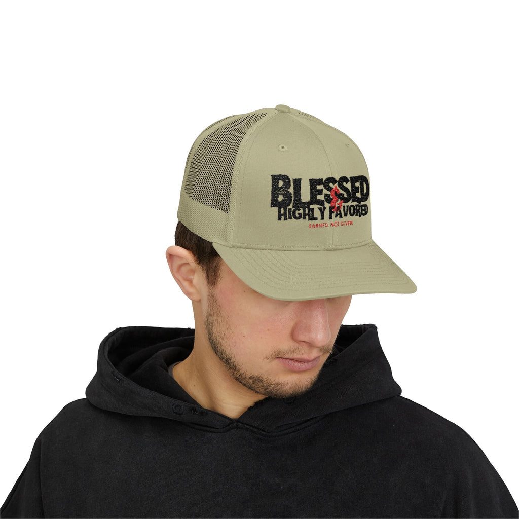 PR3PARED Embroidered Trucker Cap — "Blessed & Highly Favored" Embroidered Snapback