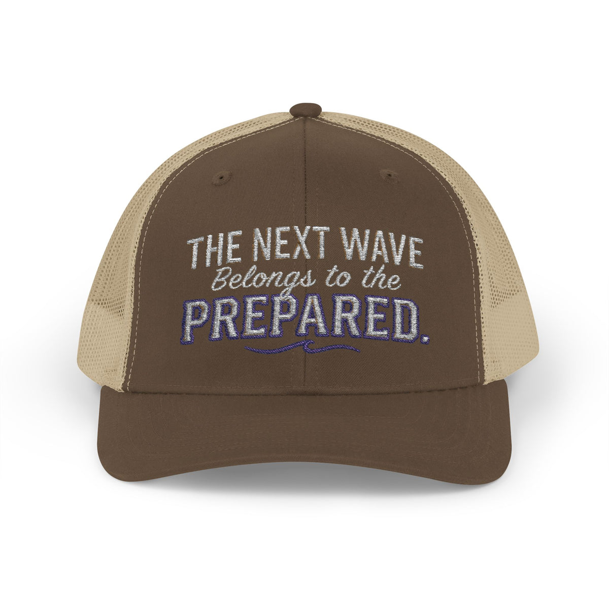 PR3PARED Snapback Embroidered Trucker Cap — 'The Next Wave Be Prepared' Ocean Patch Hat