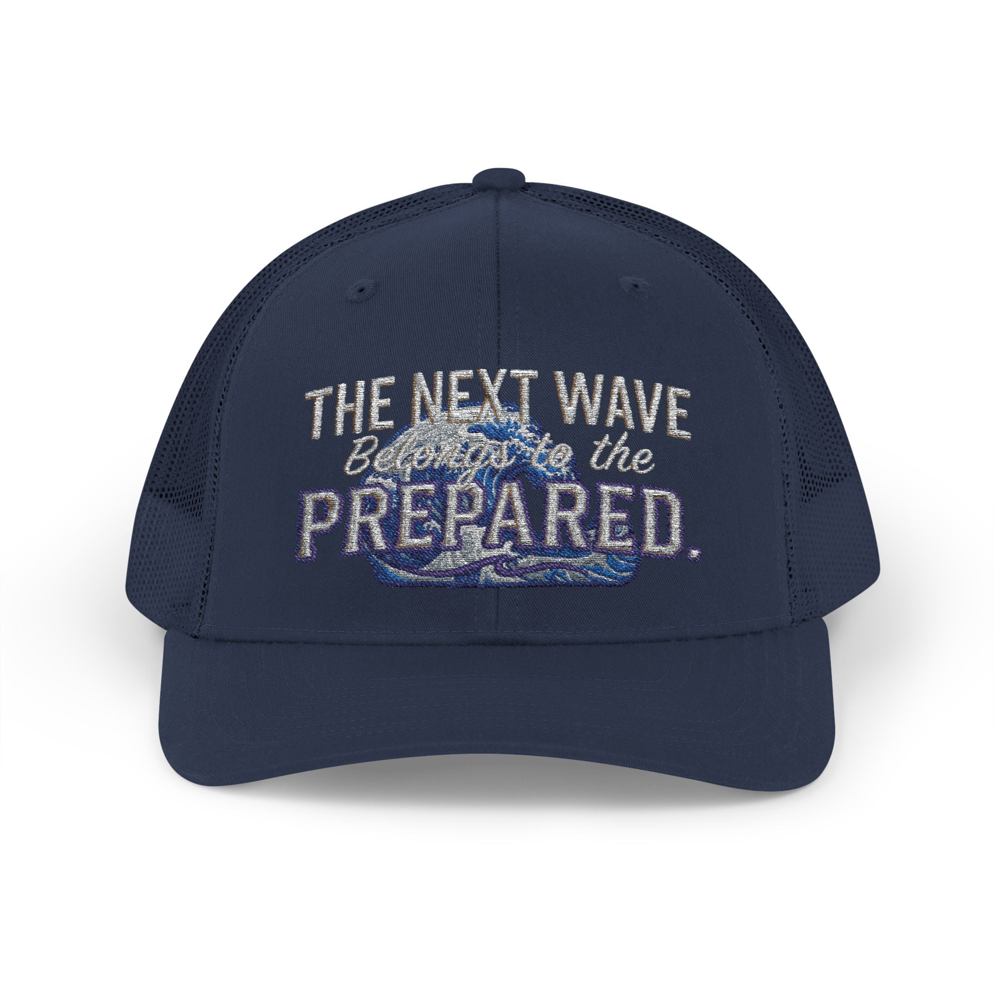PR3PARED Snapback Embroidered Trucker Cap — 'The Next Wave Be Prepared' Ocean Patch Hat
