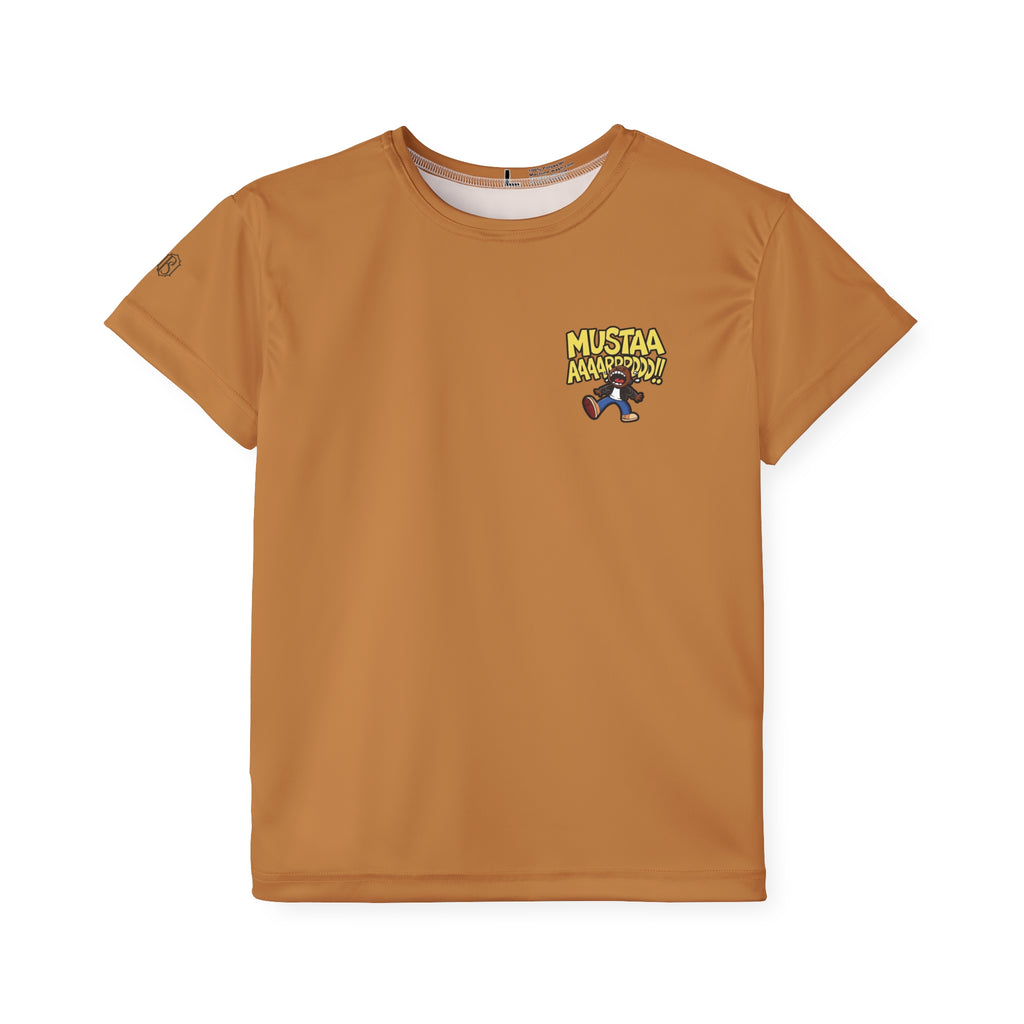 PS Kids Jersey Tee — "MUSTAA AAAARRRDD!!" Cartoon Shout Graphic