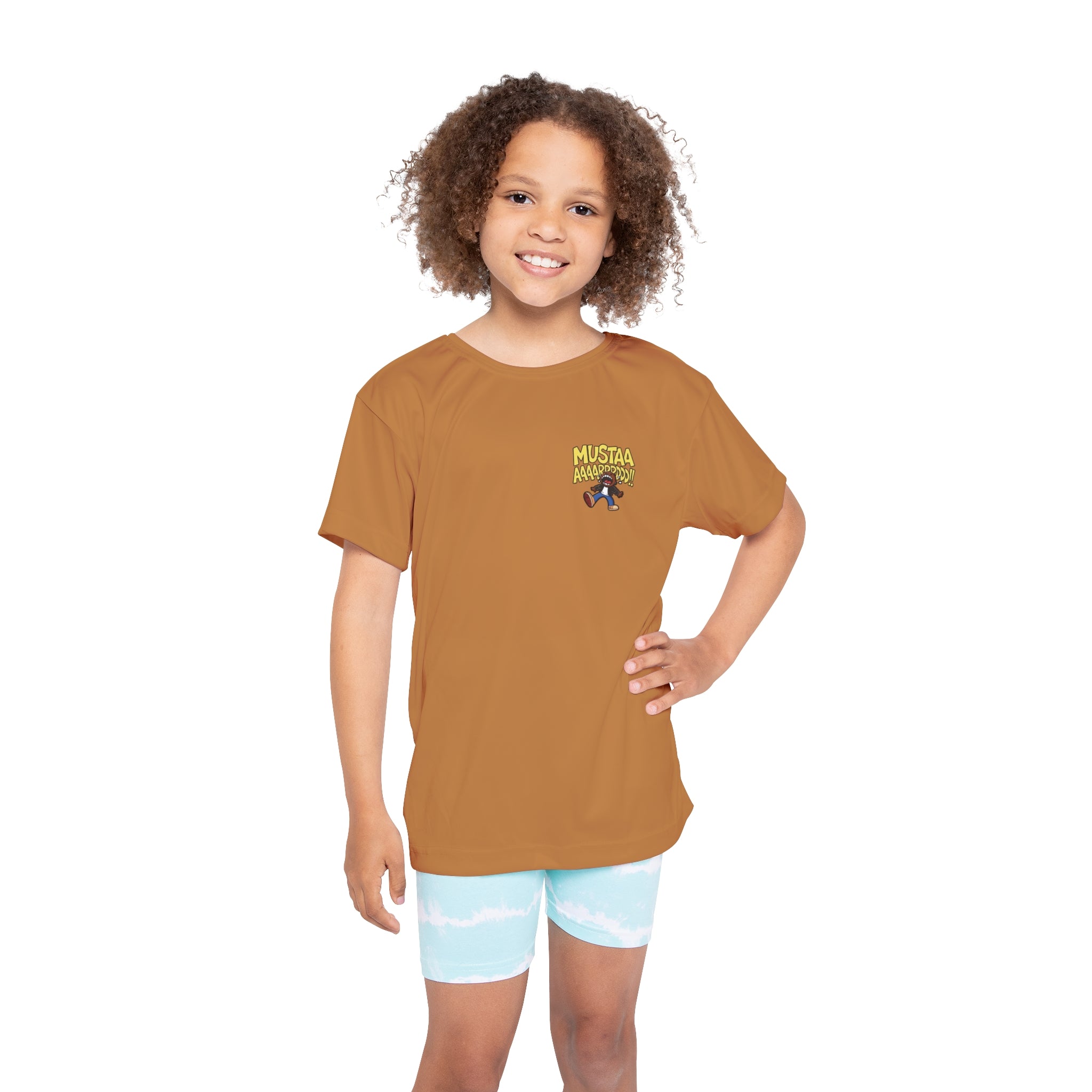 PS Kids Jersey Tee — "MUSTAA AAAARRRDD!!" Cartoon Shout Graphic