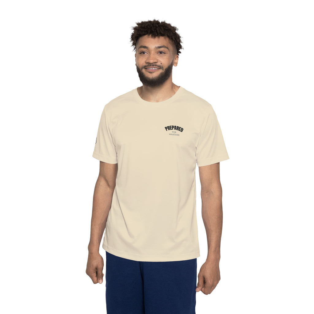 PR3PARED Graphic Sports Jersey Tee — Tan All-Over Print Athletic Tee