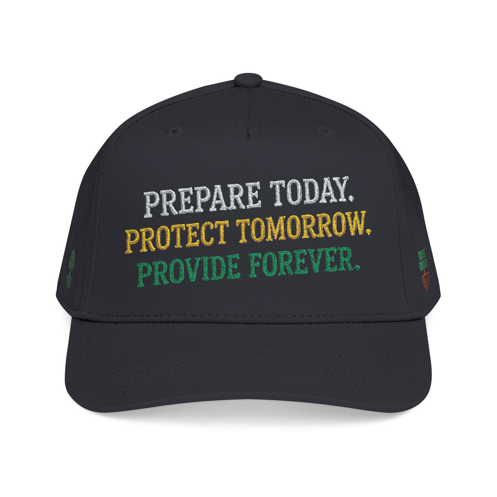 PR3PARED Eco Message Baseball Cap — “Prepare Today. Protect Tomorrow. Provide Forever.”