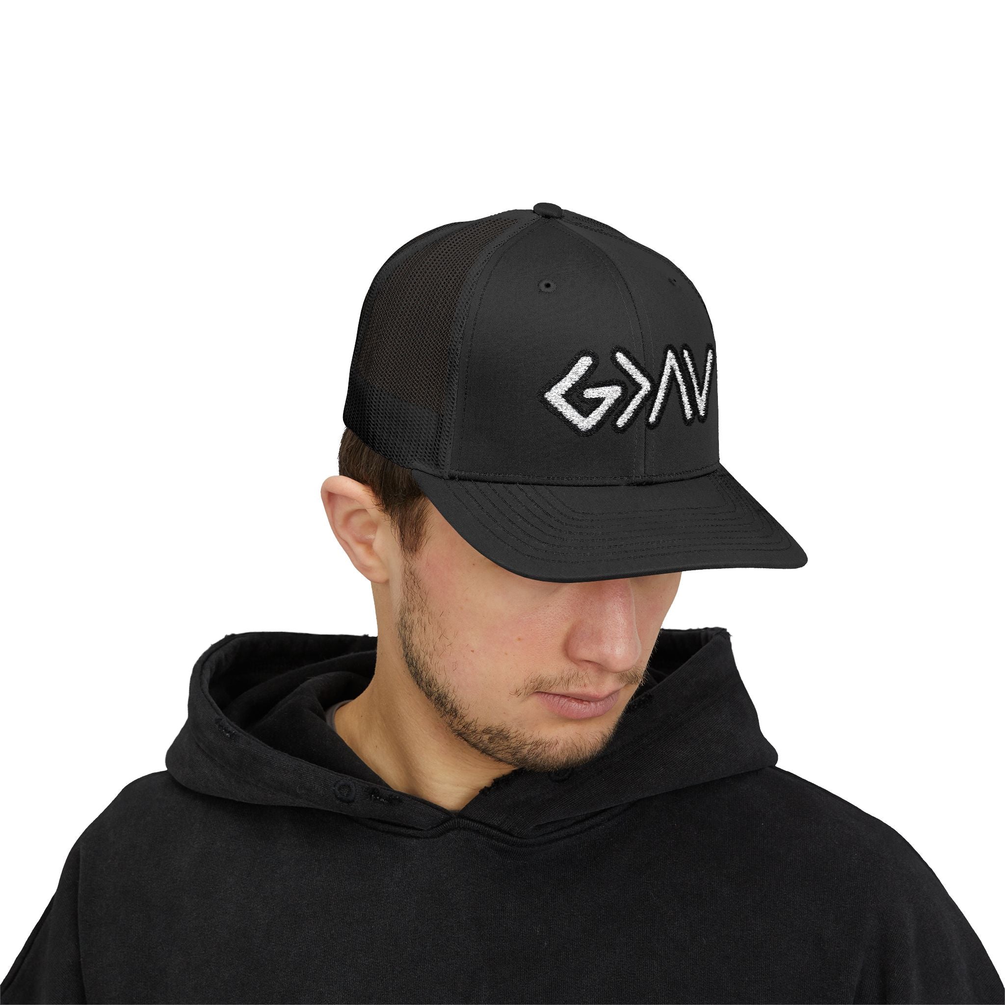 PR3PARED GOD>Ups & Downs Trucker Cap – Embroidered Snapback Mesh Hat
