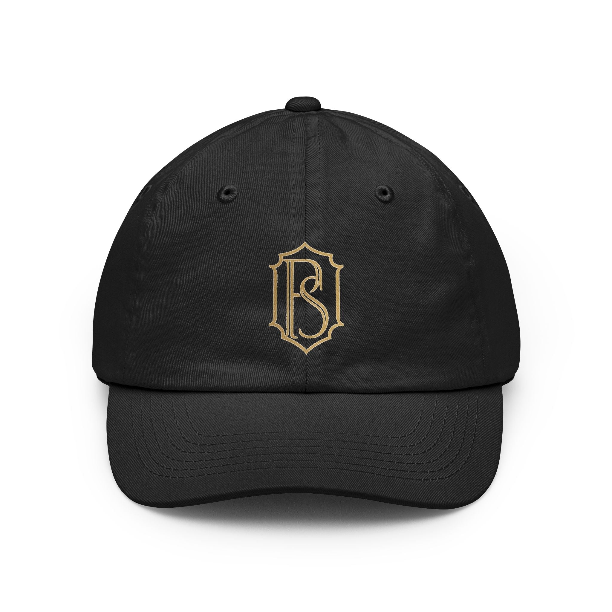 PR3PARED Embroidered Monogram Dad Hat – Vintage Gold Crest Cap