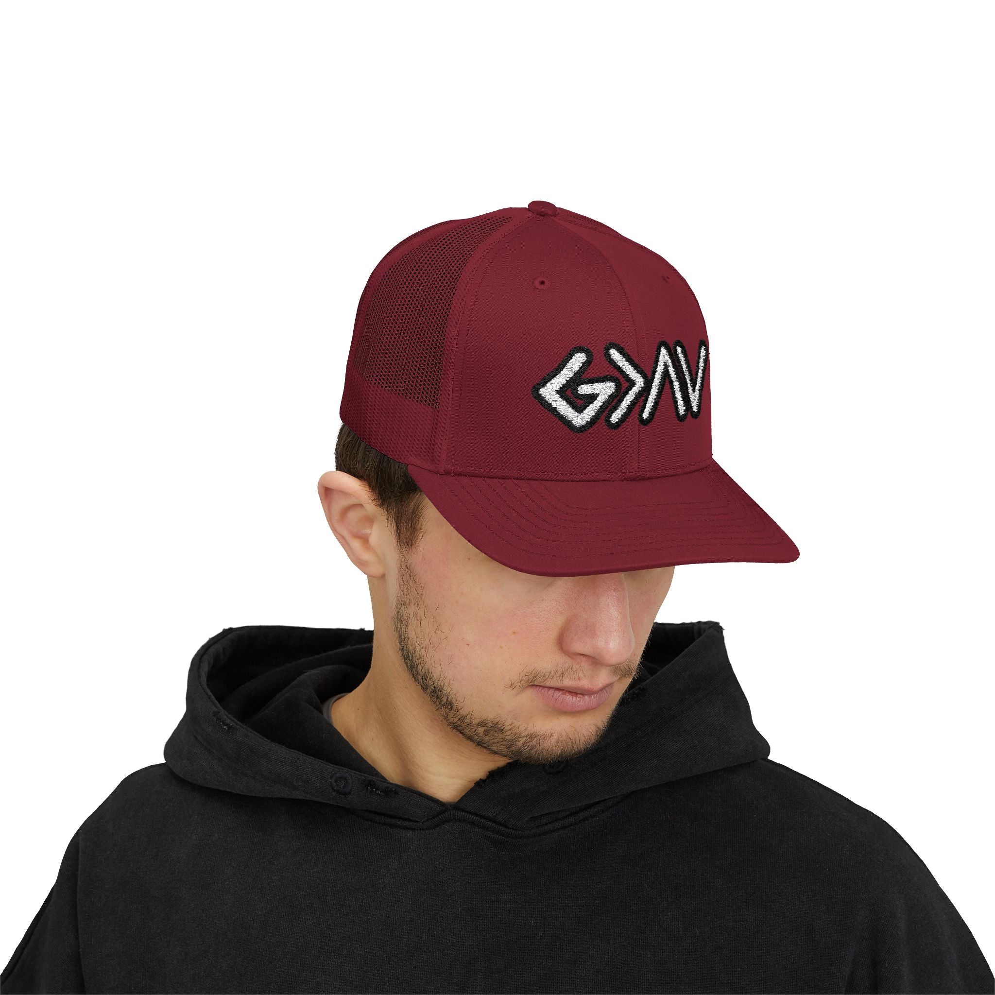 PR3PARED GOD>Ups & Downs Trucker Cap – Embroidered Snapback Mesh Hat
