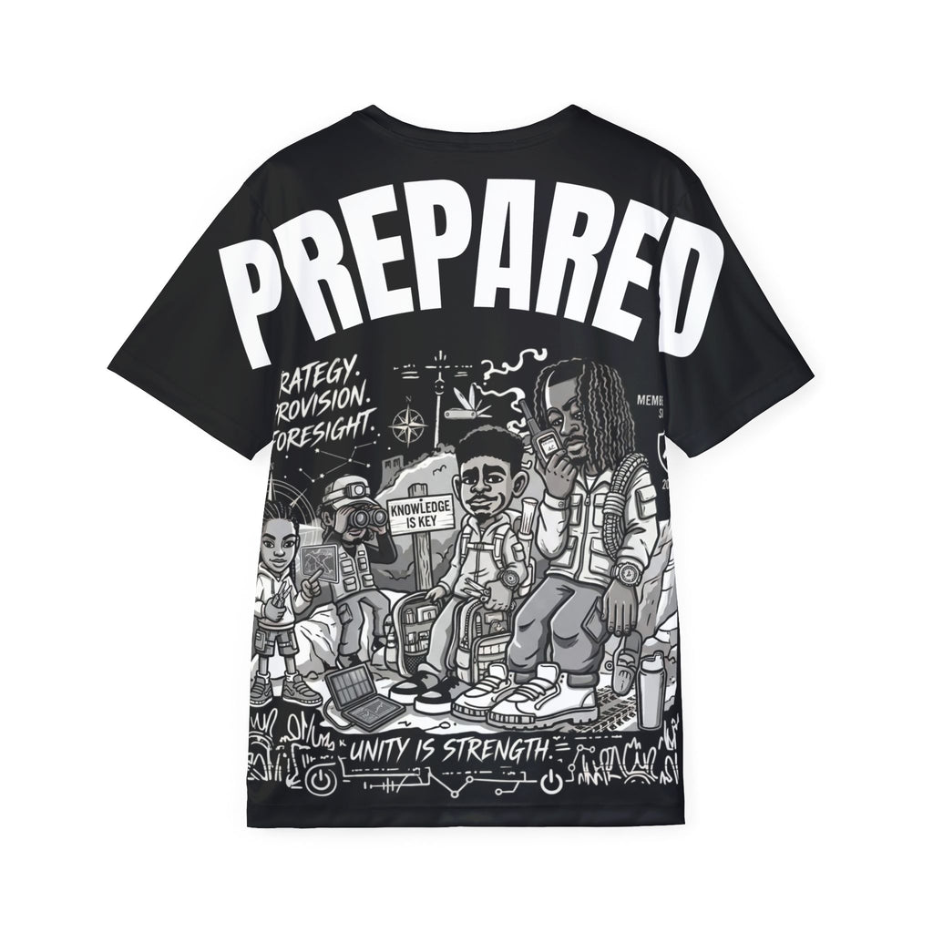 PR3PARED Graphic Sports Jersey Tee — Black All-Over Print Athletic Tee