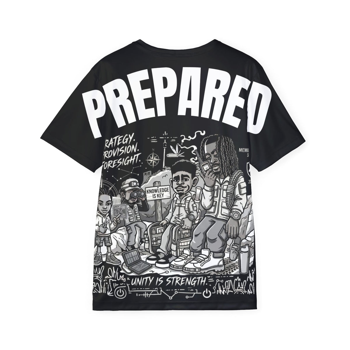 PR3PARED Graphic Sports Jersey Tee — Black All-Over Print Athletic Tee