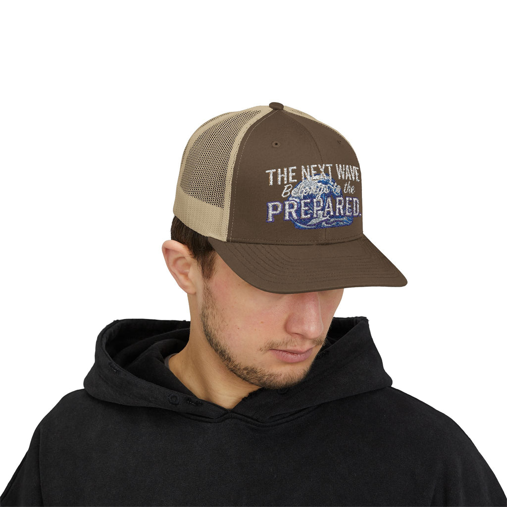 PR3PARED Snapback Embroidered Trucker Cap — 'The Next Wave Be Prepared' Ocean Patch Hat
