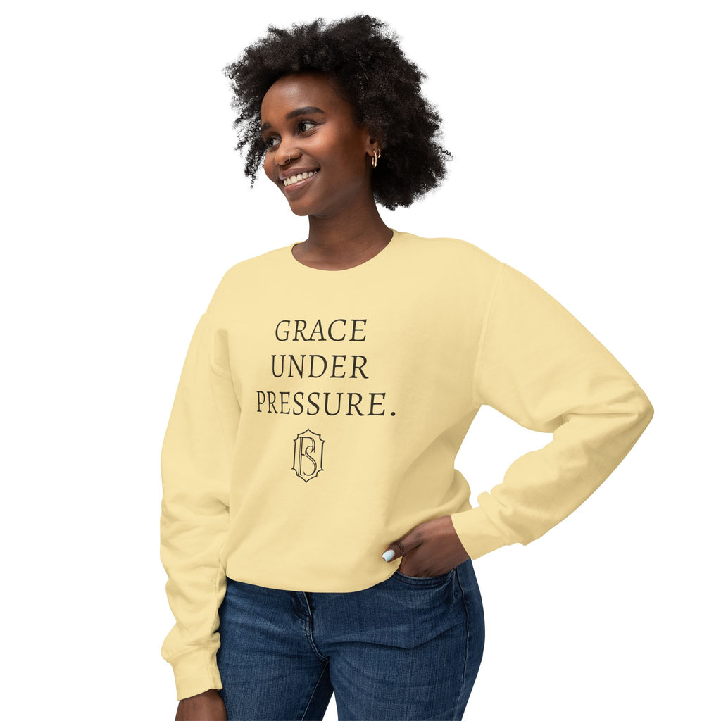 PR3PARED Crewneck Sweatshirt — "Grace Under Pressure" Minimalist Inspirational Pullover