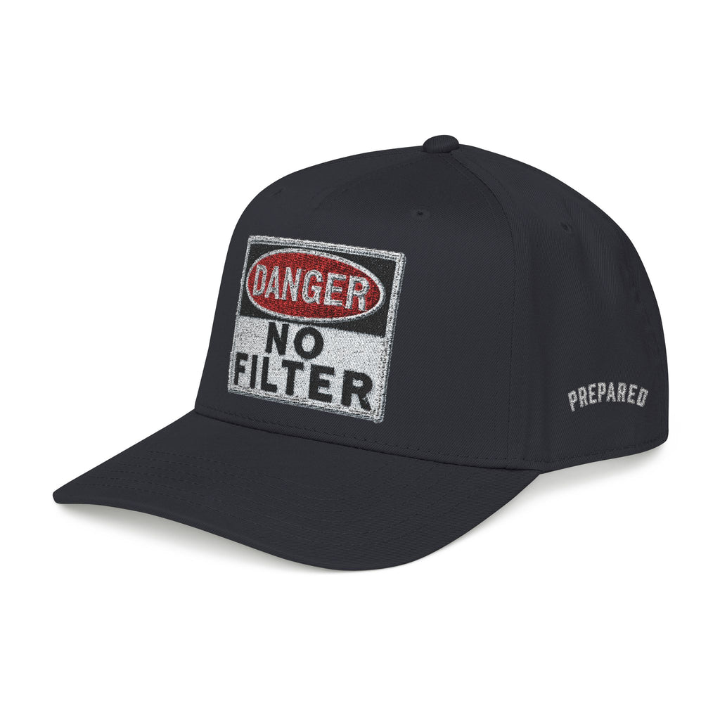 PR3PARED No Filter Embroidered Baseball Cap — 'Danger' Graphic Mid Profile Hat