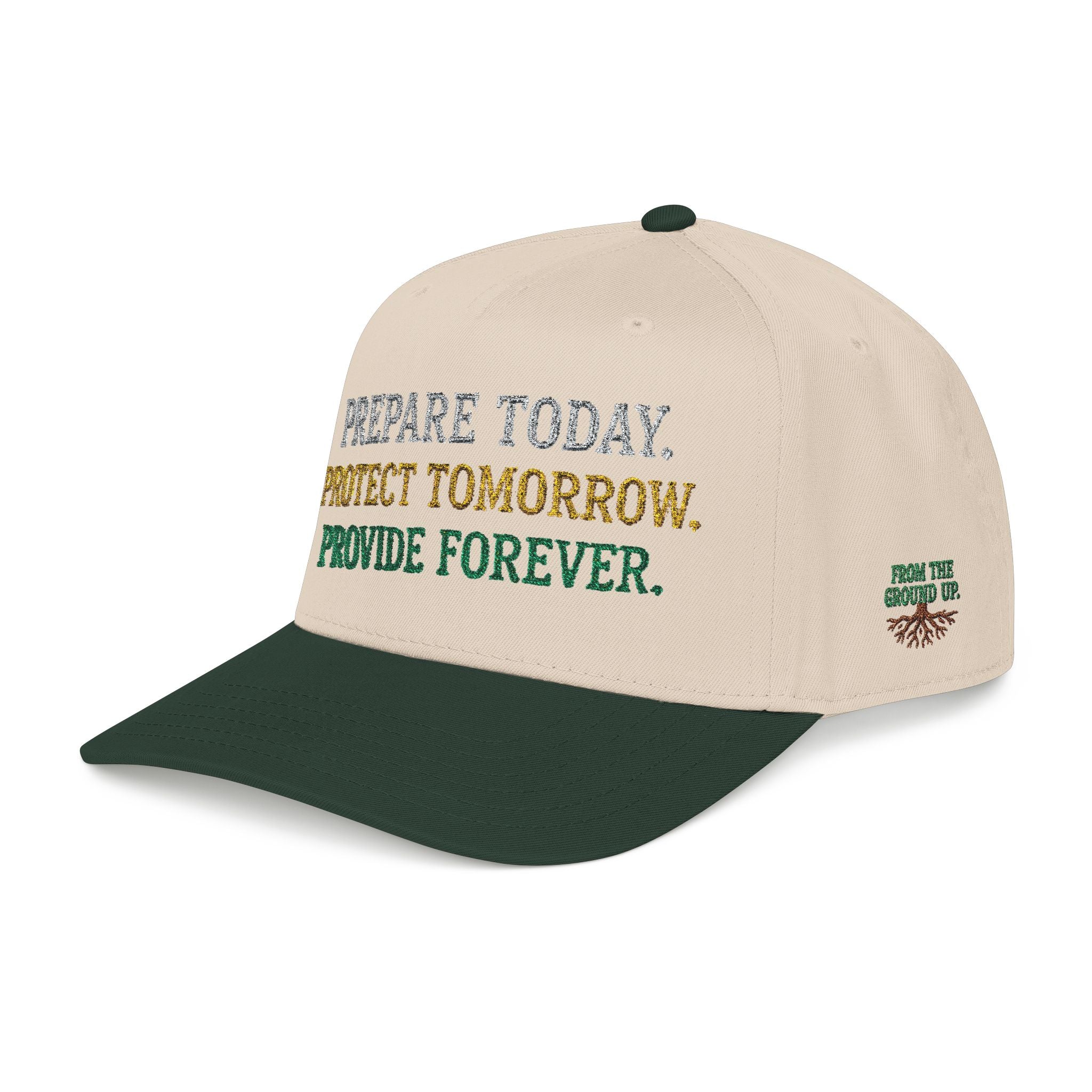 PR3PARED Eco Message Baseball Cap — “Prepare Today. Protect Tomorrow. Provide Forever.”