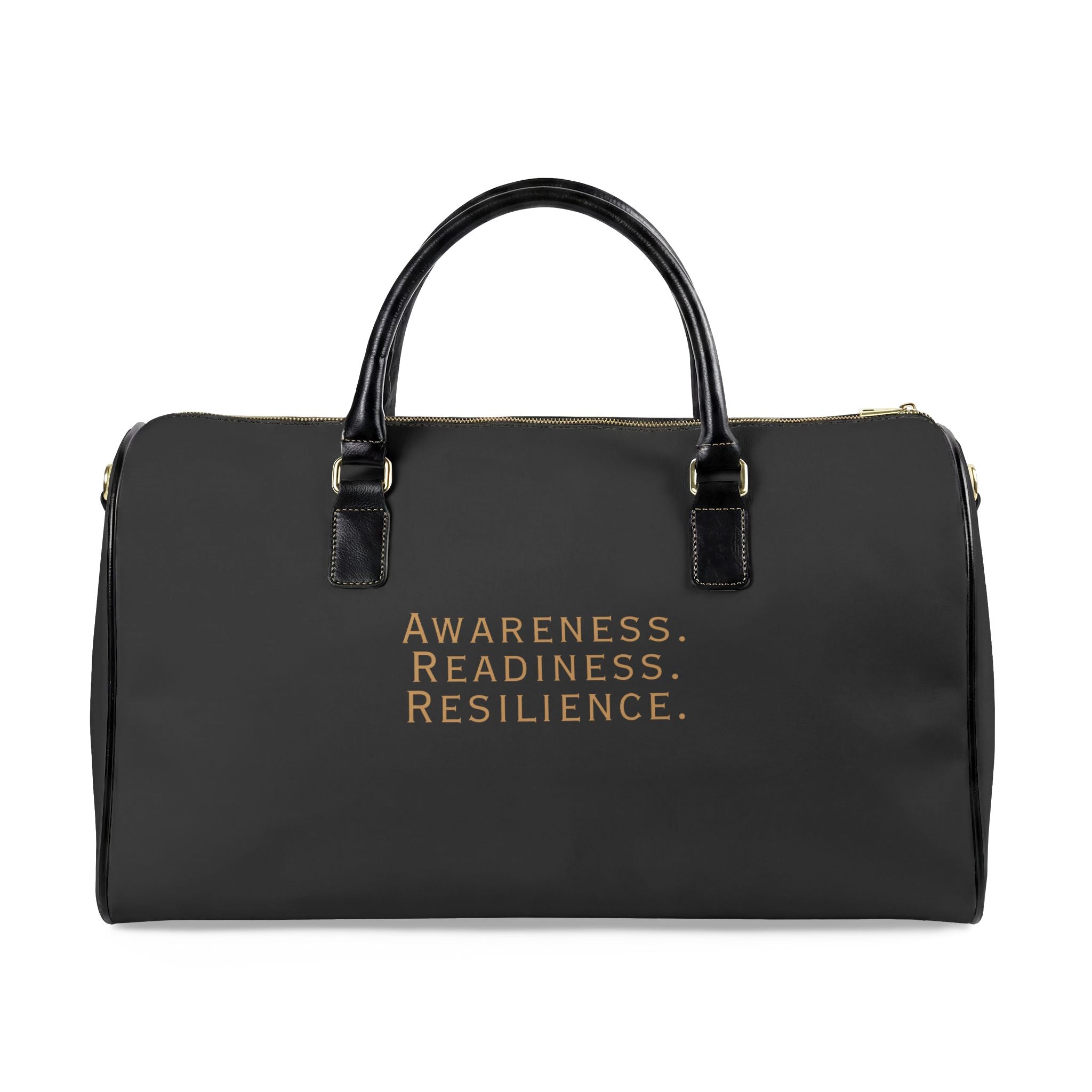 PR3PARED Faux Leather Travel Bag — ‘Awareness. Readiness. Resilience.’ Weekender Duffle