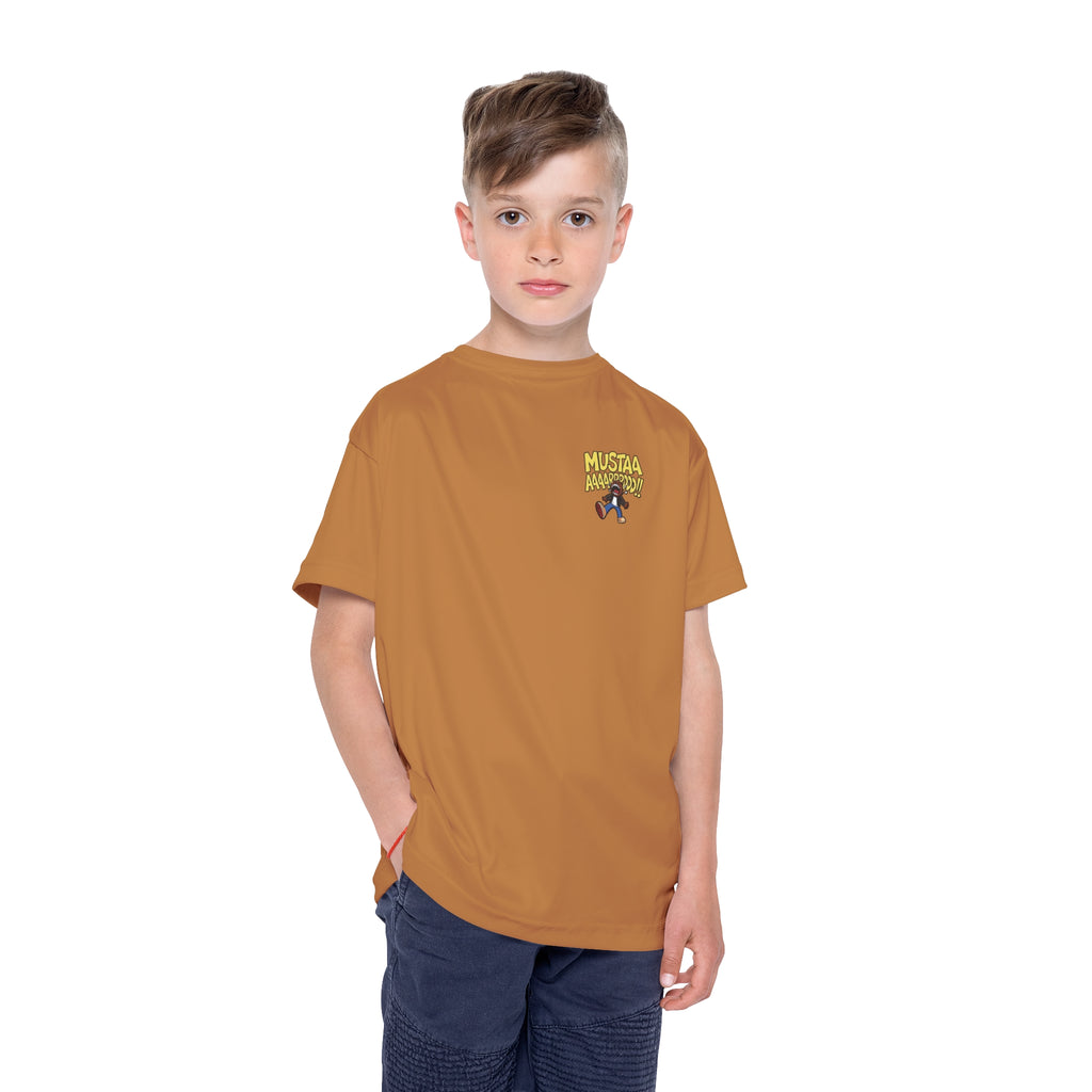 PS Kids Jersey Tee — "MUSTAA AAAARRRDD!!" Cartoon Shout Graphic