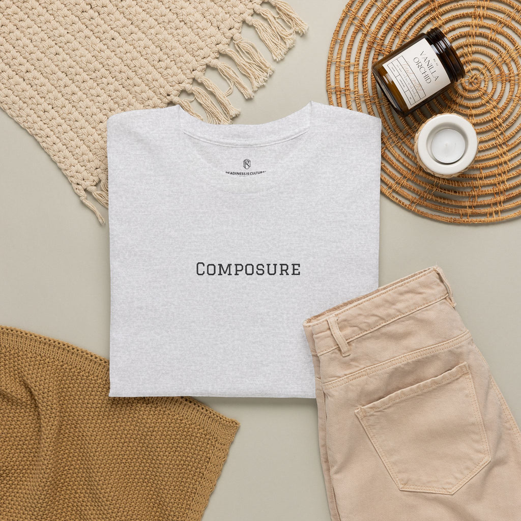 PR3PARED Composure Minimalist Embroidered Tee — Crewneck Shirt with 'Composure' Text