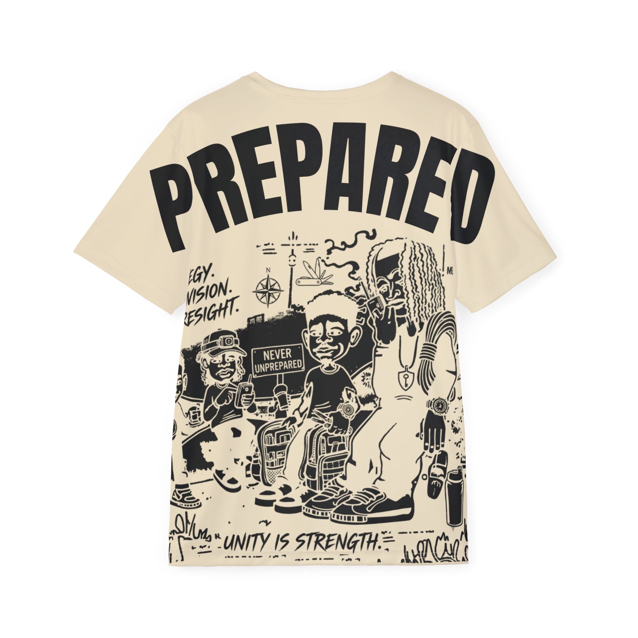 PR3PARED Graphic Sports Jersey Tee — Tan All-Over Print Athletic Tee