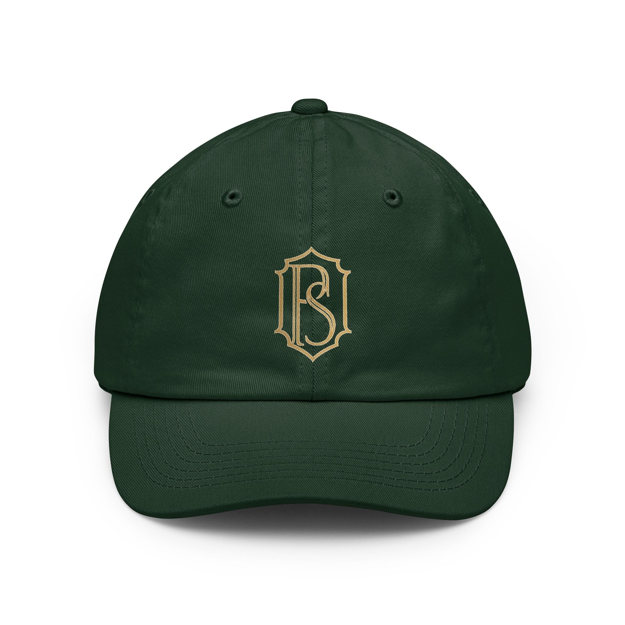 PR3PARED Embroidered Monogram Dad Hat – Vintage Gold Crest Cap