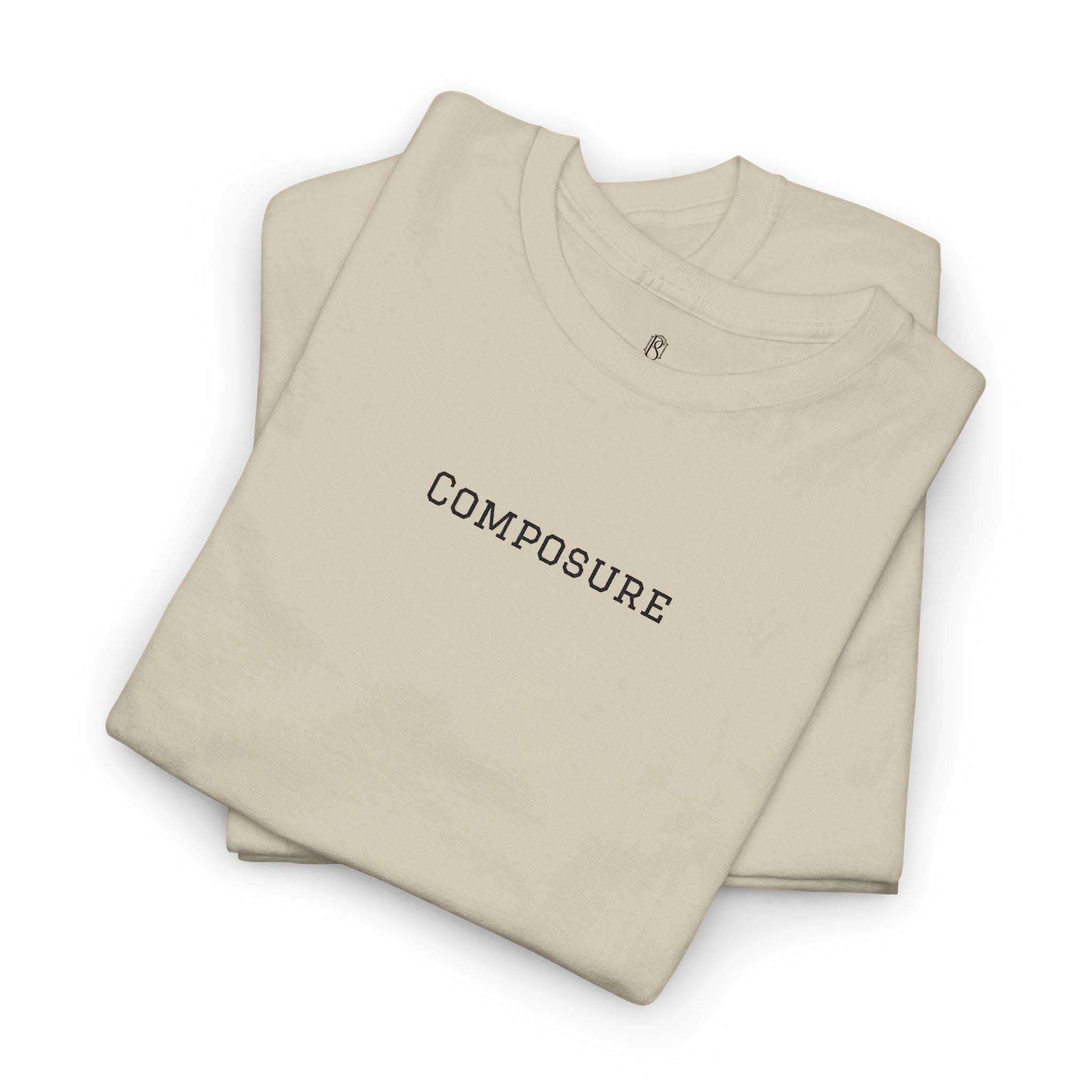 PR3PARED Composure Minimalist Embroidered Tee — Crewneck Shirt with 'Composure' Text