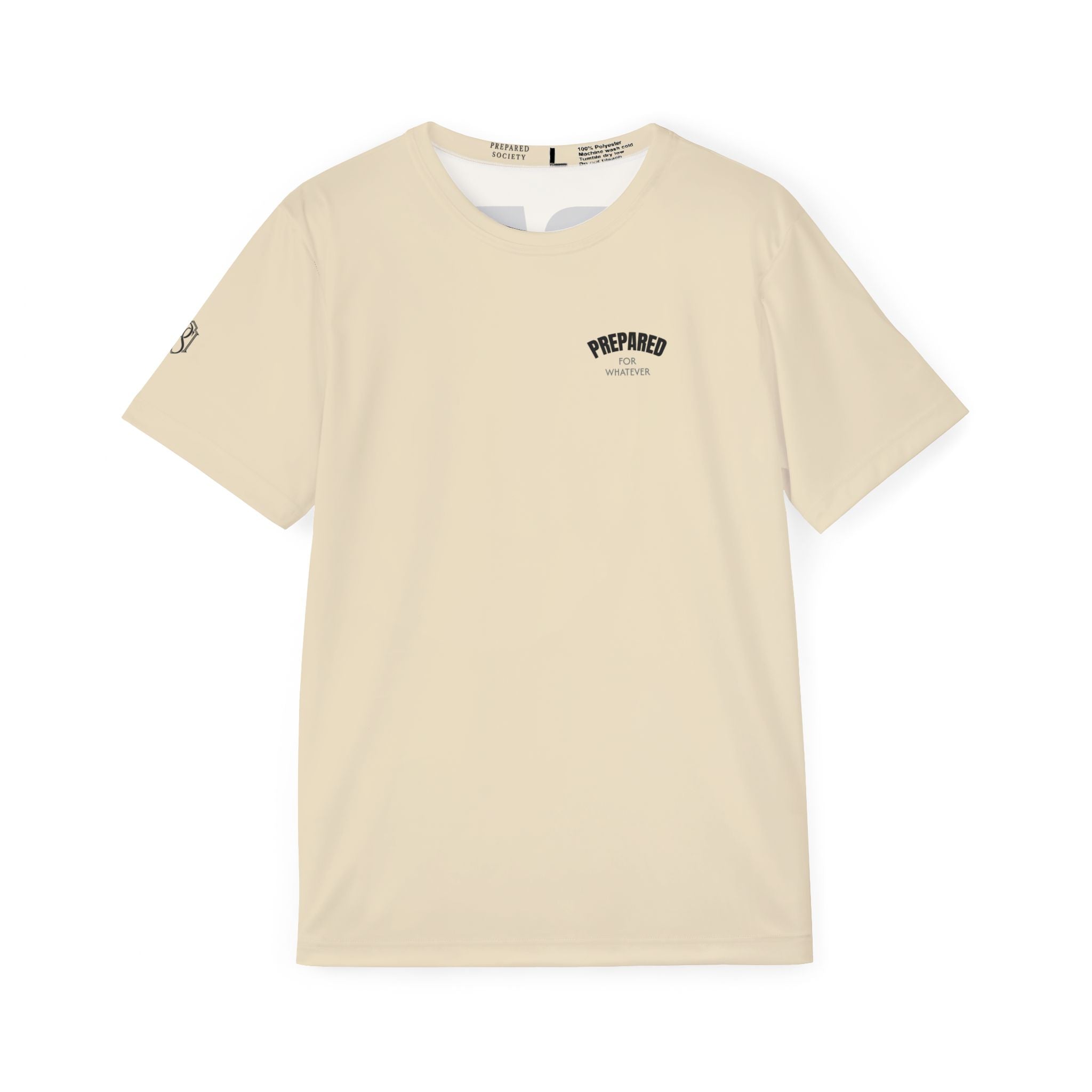 PR3PARED Graphic Sports Jersey Tee — Tan All-Over Print Athletic Tee