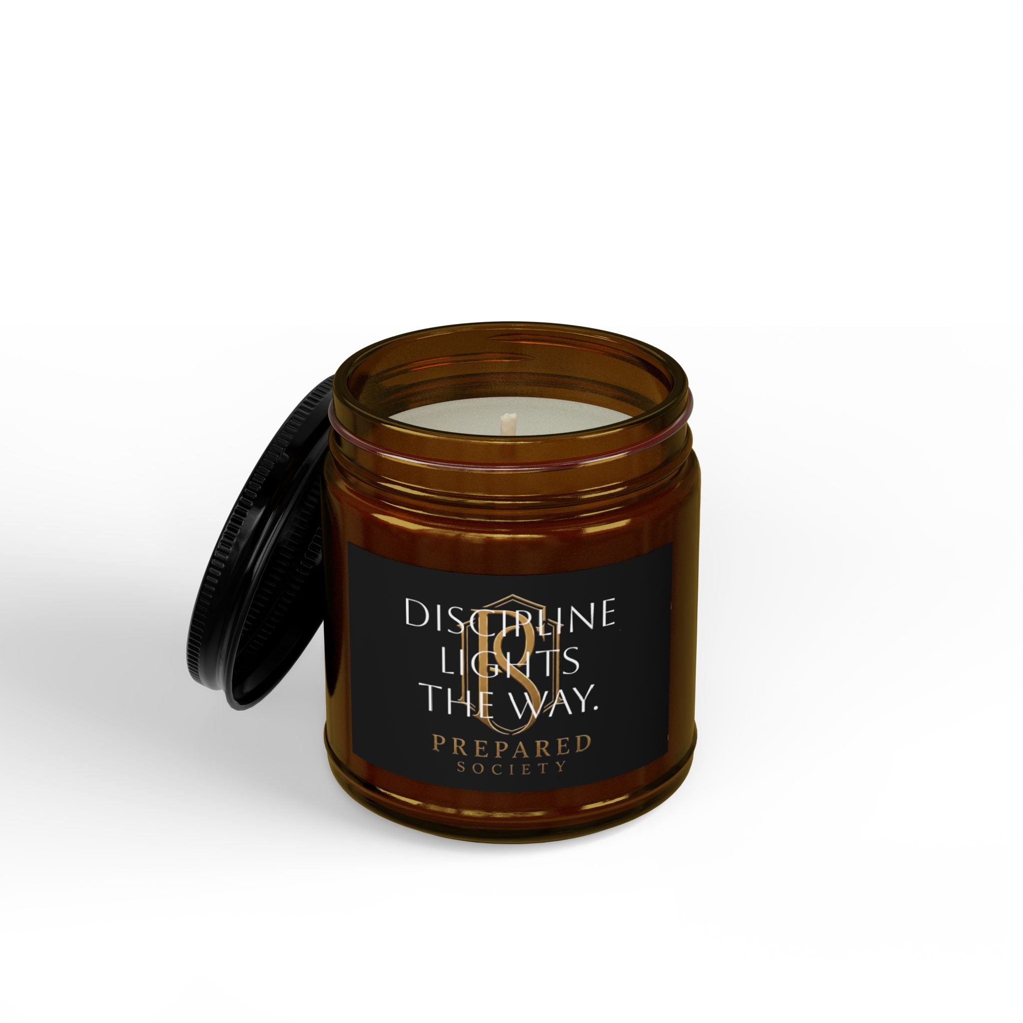 PR3PARED Soy Candle — "Discipline Lights the Way" Amber Jar (4oz & 9oz)