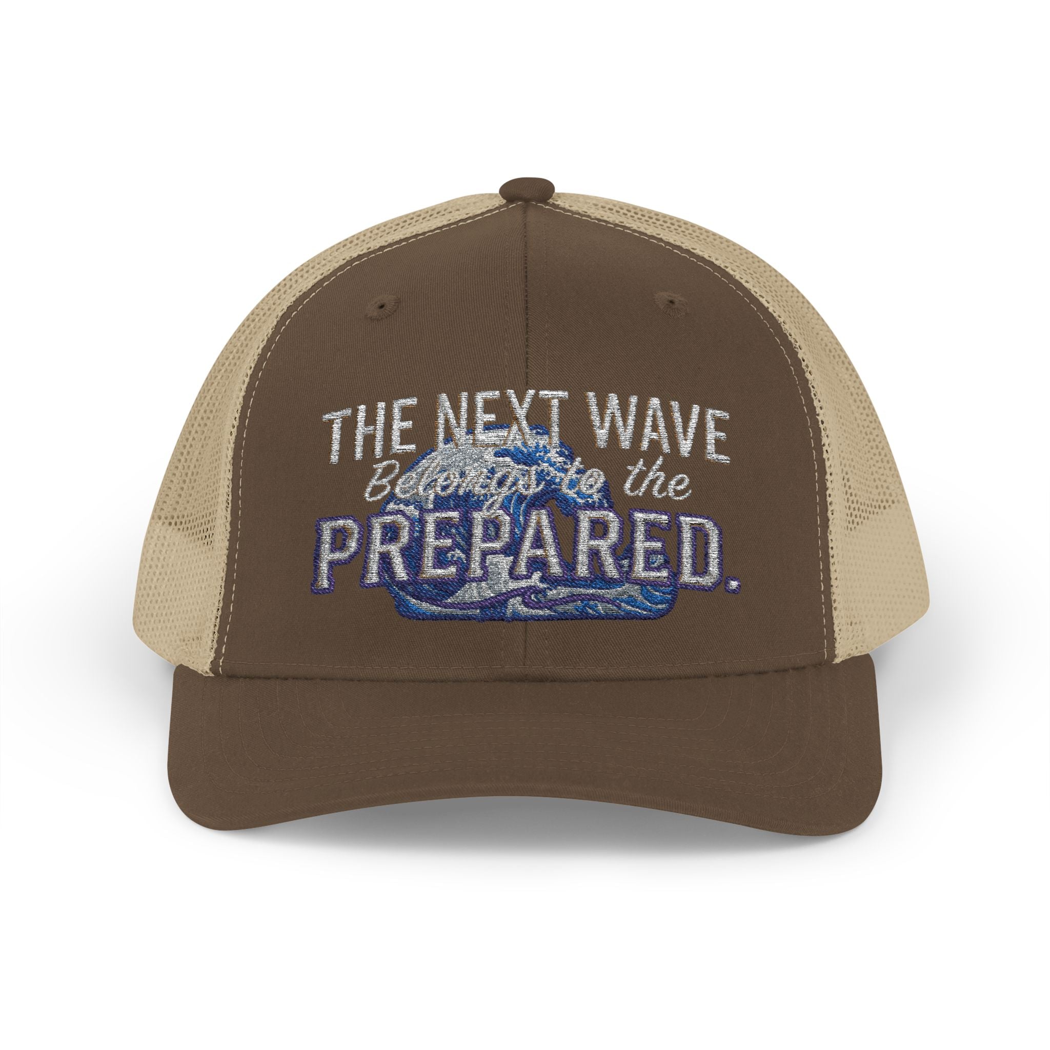 PR3PARED Snapback Embroidered Trucker Cap — 'The Next Wave Be Prepared' Ocean Patch Hat