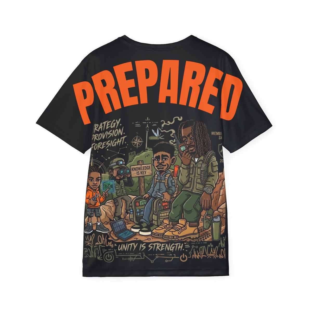PR3PARED Graphic Sports Jersey Tee — Black/Orange All-Over Print Athletic Tee