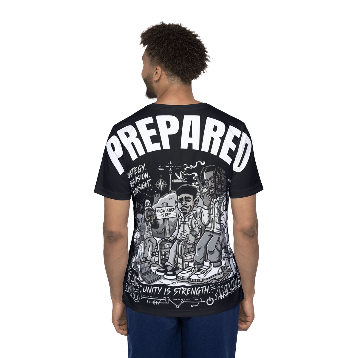 PR3PARED Graphic Sports Jersey Tee — Black All-Over Print Athletic Tee