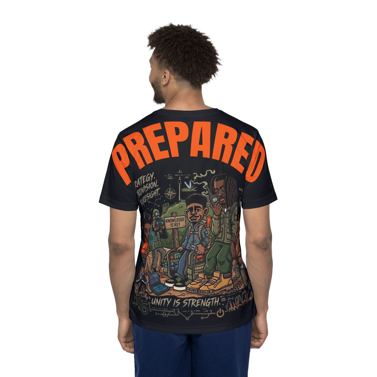 PR3PARED Graphic Sports Jersey Tee — Black/Orange All-Over Print Athletic Tee