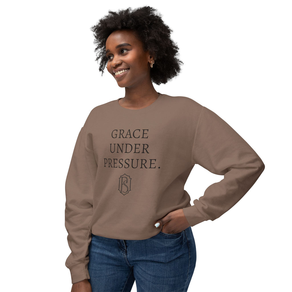 PR3PARED Crewneck Sweatshirt — "Grace Under Pressure" Minimalist Inspirational Pullover
