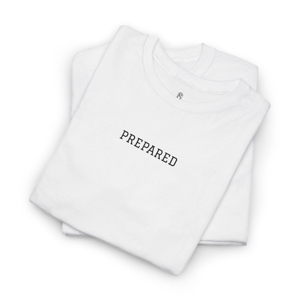 PR3PARED Graphic Embroidered Tee — Minimalist 'PREPARED' Text Shirt
