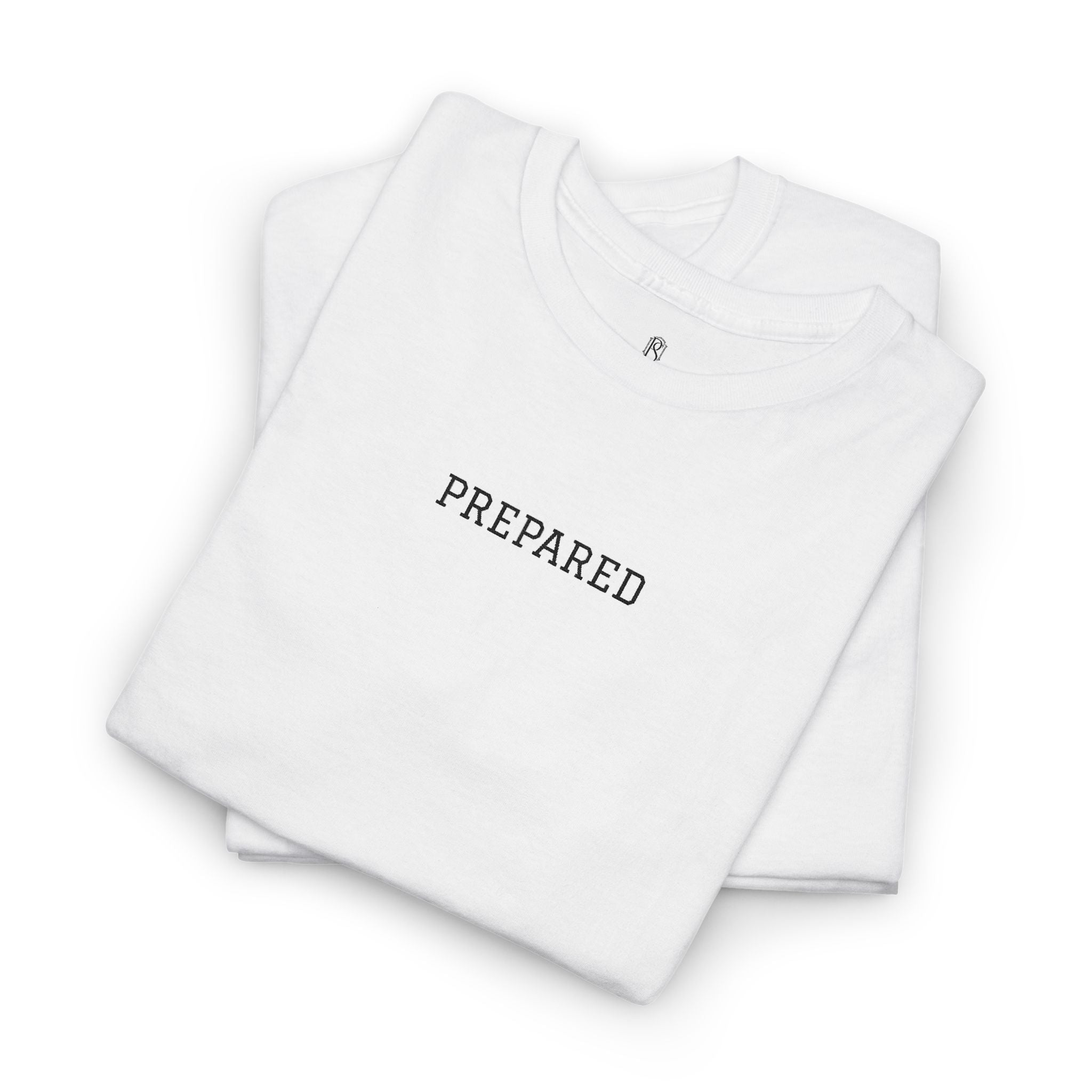 PR3PARED Graphic Embroidered Tee — Minimalist 'PREPARED' Text Shirt